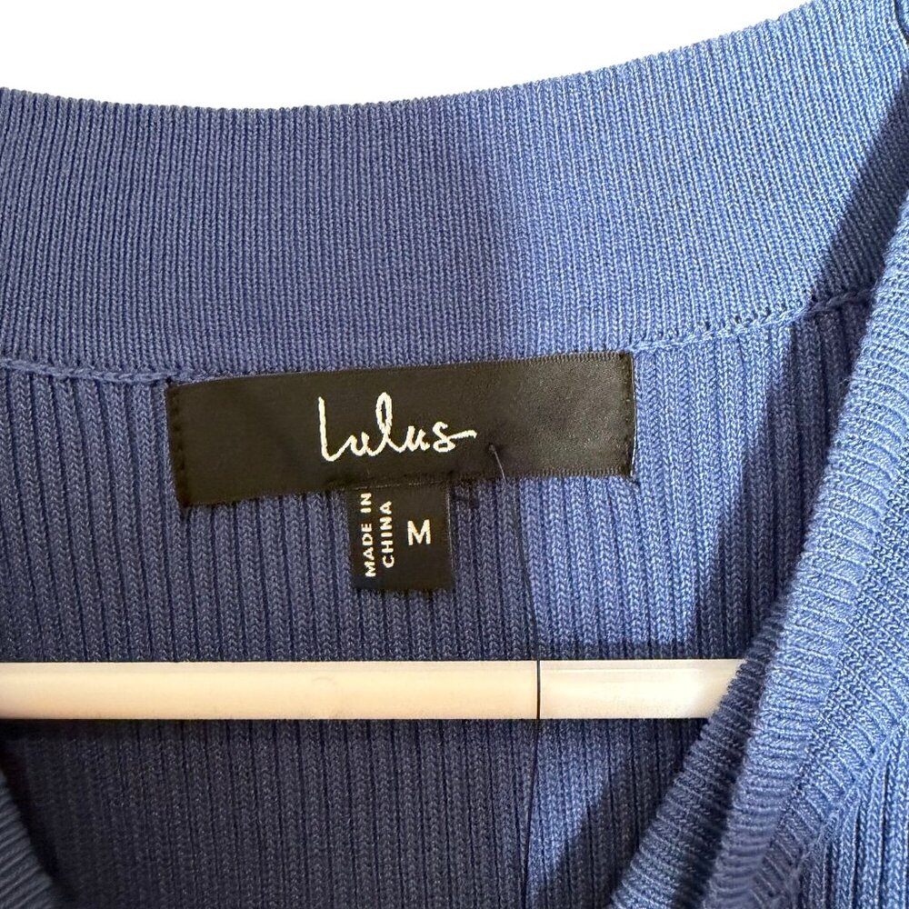 Lulu's Periwinkle Ribbed Button-Front Midi Dress - Picture 3 of 6